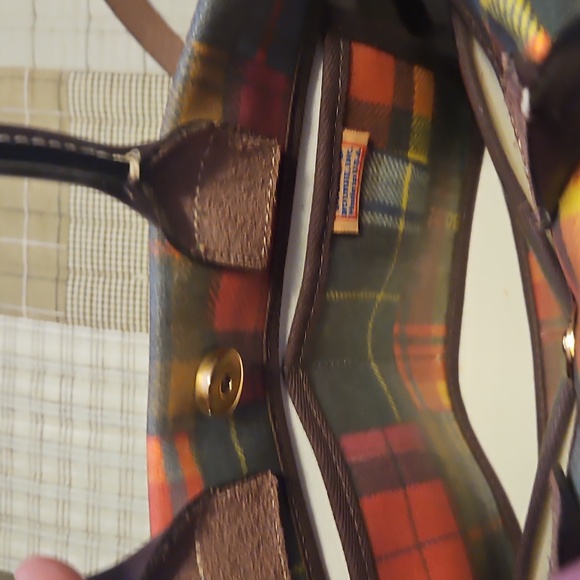 Dooney & Burke Madras Plaid Small Tassel Ladybug Tote Bag / Satchel EUC - Picture 9 of 16